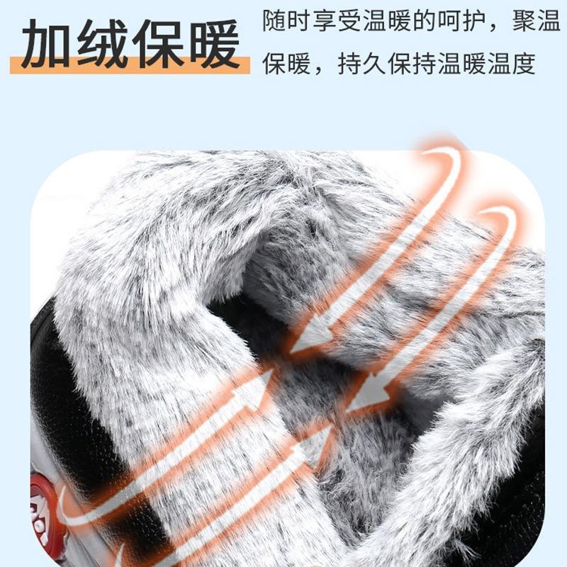 Winter New Couple Leather Cotton Shoes Piled Thickened Waterproof Dad Cotton Boots Mom Shoes Men's and Women's Snow Boots