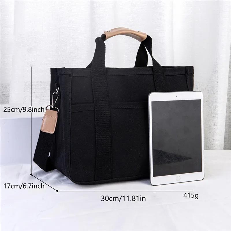 Thickened Canvas Tote Bag, Multi Functial Single Shoulder Crossbody Bag, Large Capacity Handbag with Multi-layer Storage Bag