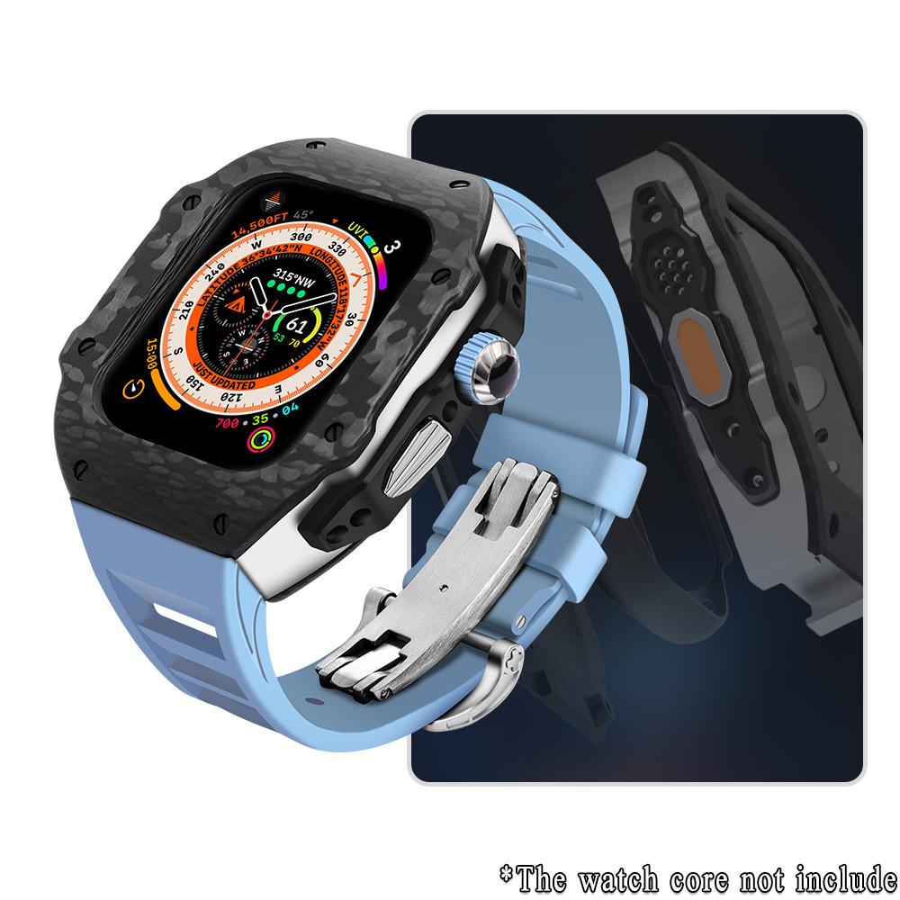 Luxury Carbon Fiber Modification Kit Compatible For Apple Watch Ultra3 49mm 44mm 45mm Iwatch Series 9 8 7 6 5 4 SE3/2/1 Ultra 3