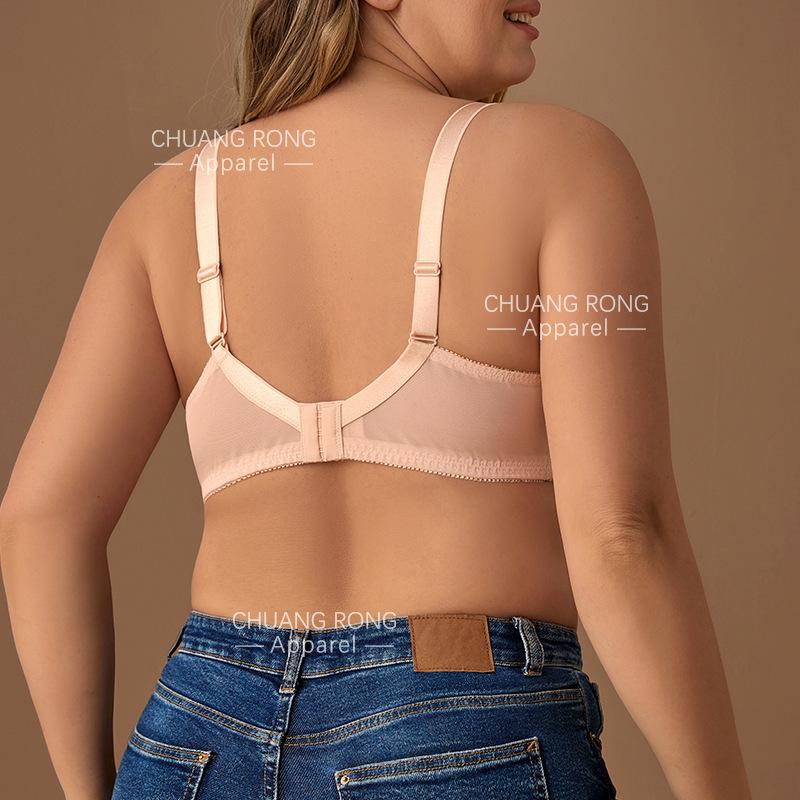 Fat Girl with Steel Ring Large Size Underwear Thin Style Large Chest Small Bra Full Cup Anti-sagging Side Breast Bra