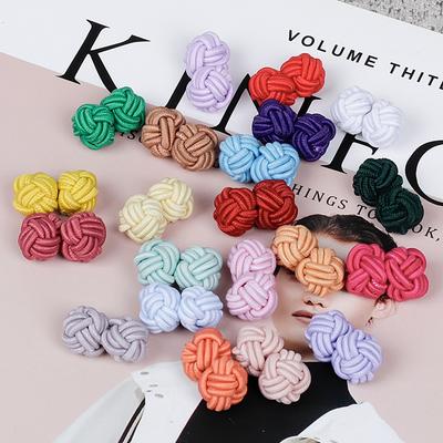 New Elastic Double Bead Buttons Elastic Rope Double Balls Round Bead Buttons Hand-Woven Chinese Style Shirts Cufflinks Buttons