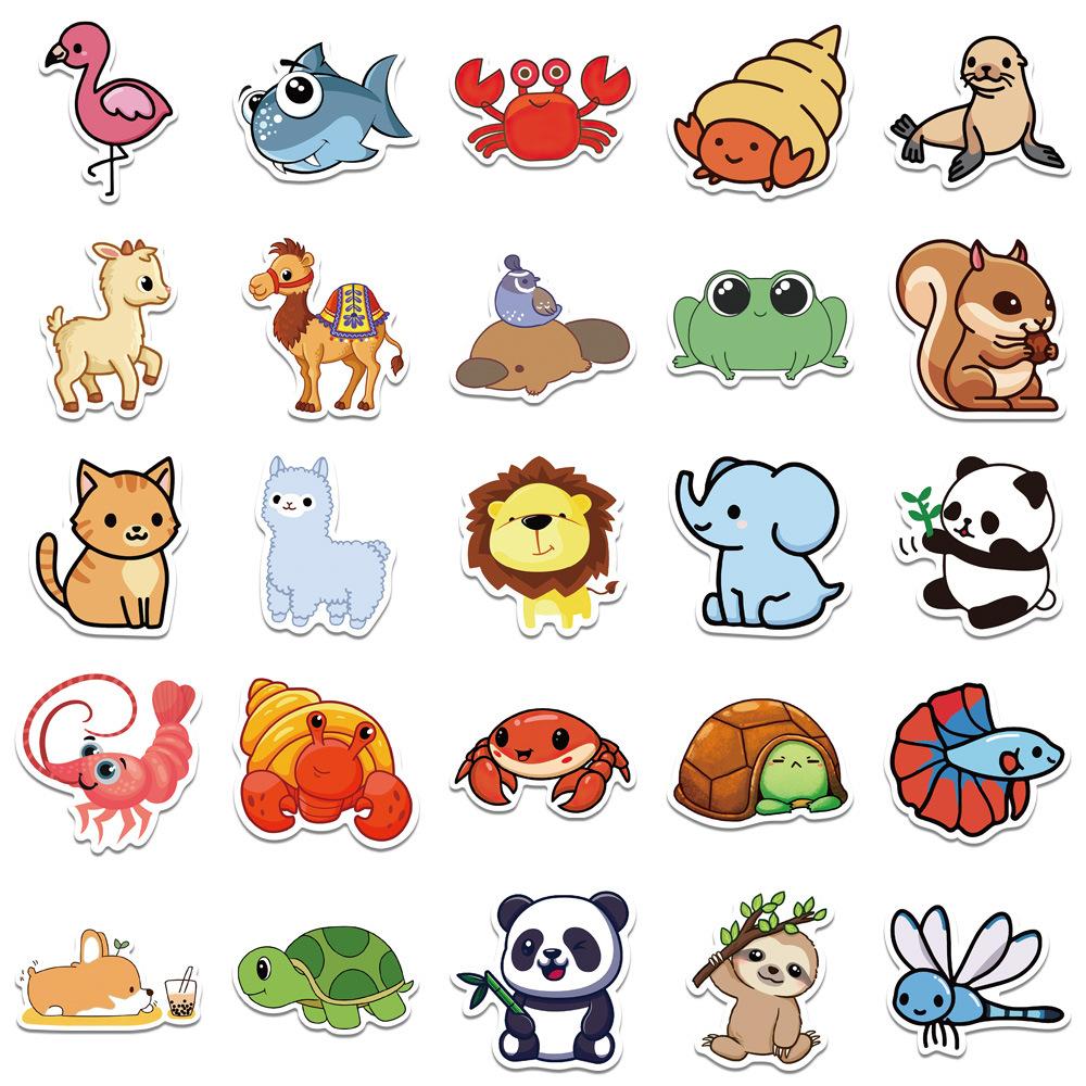 100pcs Cute Cartoon Animals Mix Graffiti Stickers DIY Phone Guitar Laptop Notebook Suitcase Cup Waterproof Decals
