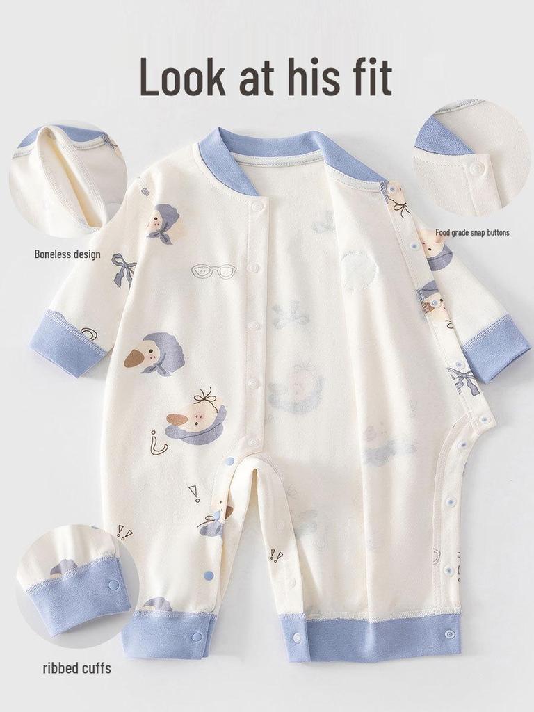 Bear Tribe Cotton Newborn Jumpsuit - All-Season, Tagless Baby Romper