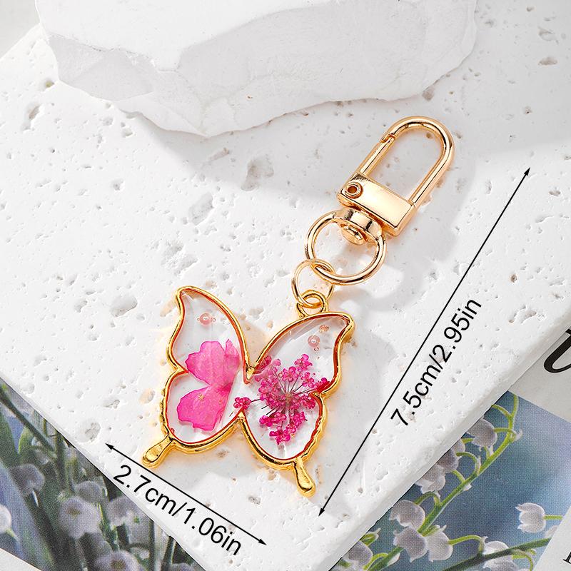 

1шт бабочка и рыбий хвост красочный смоляной брелок креативный капля воды покрытый металлом сухоцвет брелок неправильной формы