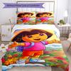 Dora Explorer Bedding Set Breathable Duvet Cover with Pillowcases Decorative Bed Linen for Bedroom Home Decoration Birthday Gift