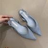 Fashion 2025 New Elegant Velvet Surface Pointed Toe Hollow Out Wedge Heel Ladies Shoe Sweet Fairy Style French Atmosphere Summer Sandals