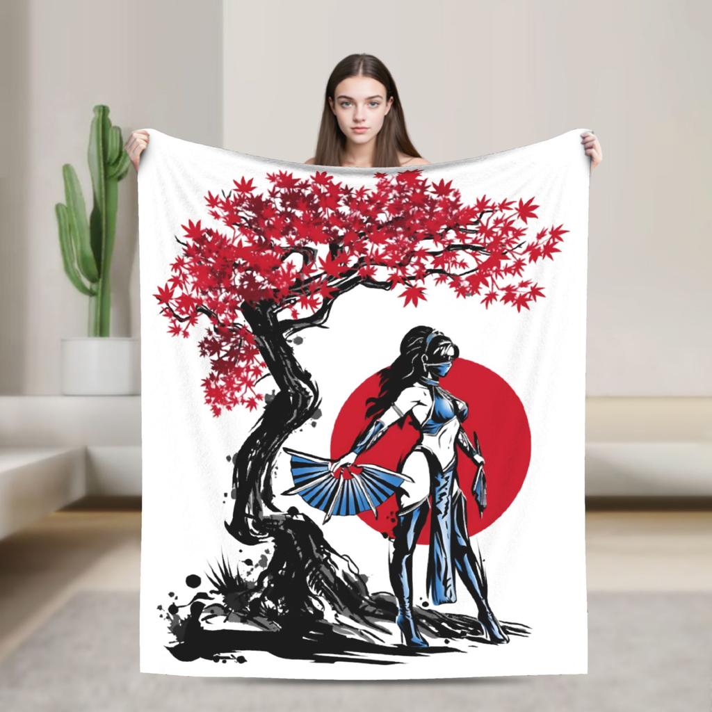 Mortal Kombat Ice Warrior Sumie Blanket  Soft Warm Aesthetic Plush Throw Blanket For Couch Chair Bed Flannel Bedspread Bed Cover