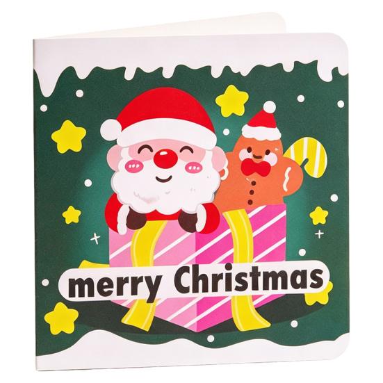 Christmas Party Favors 10Pcs Merry Greeting Cards Set, Folding Cartoon Blank Note Cards, Festive Blessing for Holiday Gift Paperboard