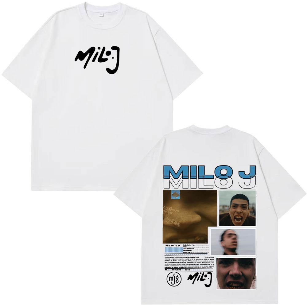 Rapper Milo J La Vida Era Mas Corta Album Graphic T Shirts Mens Women Hip Hop Tshirt Cotton Short Slevee Vintage Tshirts Tops