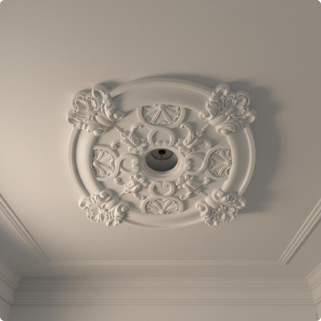 Ceiling Light Base Elegant Floral Raised Medallion Polyurethane Centerpiece for