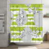 Green White Striped Dog Print Shower Curtain with Waterproof Fabric for Bathroom Decor Kids Room Decoration Home Accessories. (5