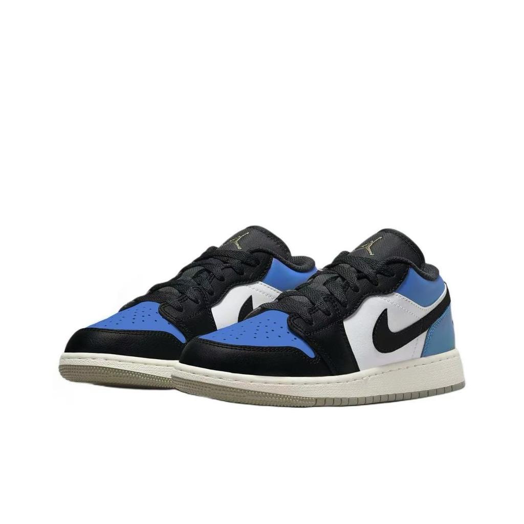 Jordan Air Jordan 1 Little Lightning Leather Abrasion Resistant Abrasion Resistant Low Top Vintage Basketball Shoes 553558-092(Team1119-)