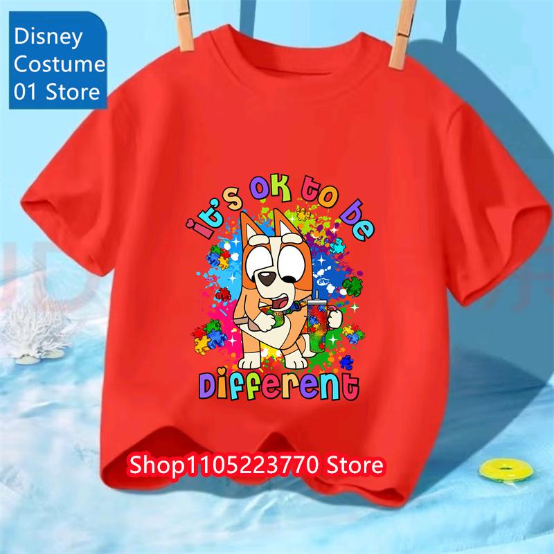 Koszulka Dziecięca z Motywem Bluey Chłopcy Dziewczynki Jesień Zima Kreskówkowy Graficzny Krótki Rękaw Codzienne Ubranie Góra