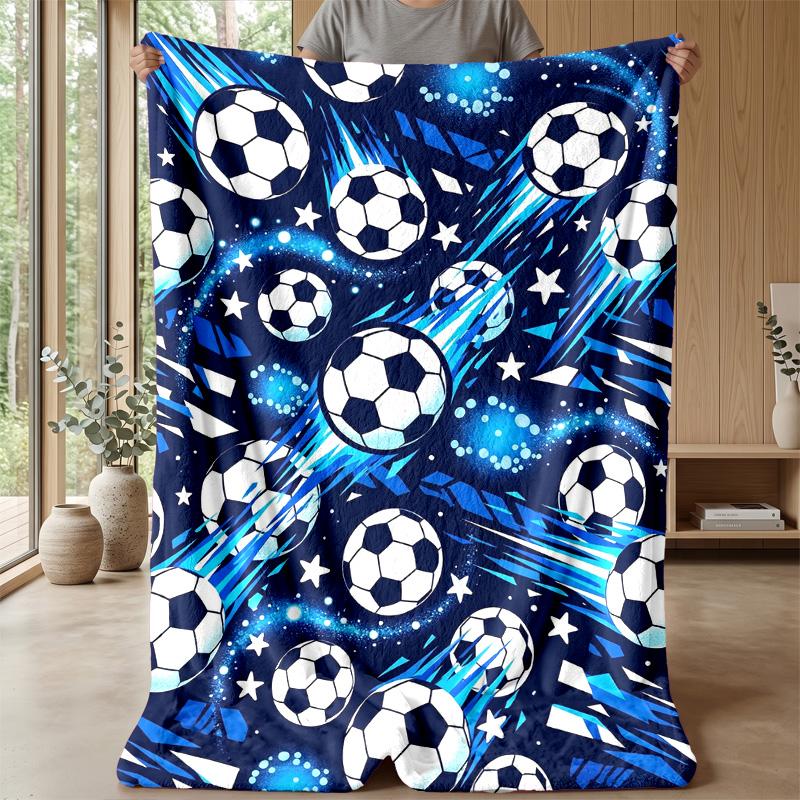 Soccer Ball Galaxy Theme Blanket Lightweight Warm Flannel Blanket Decorative Throw Blanket for Home Decoration