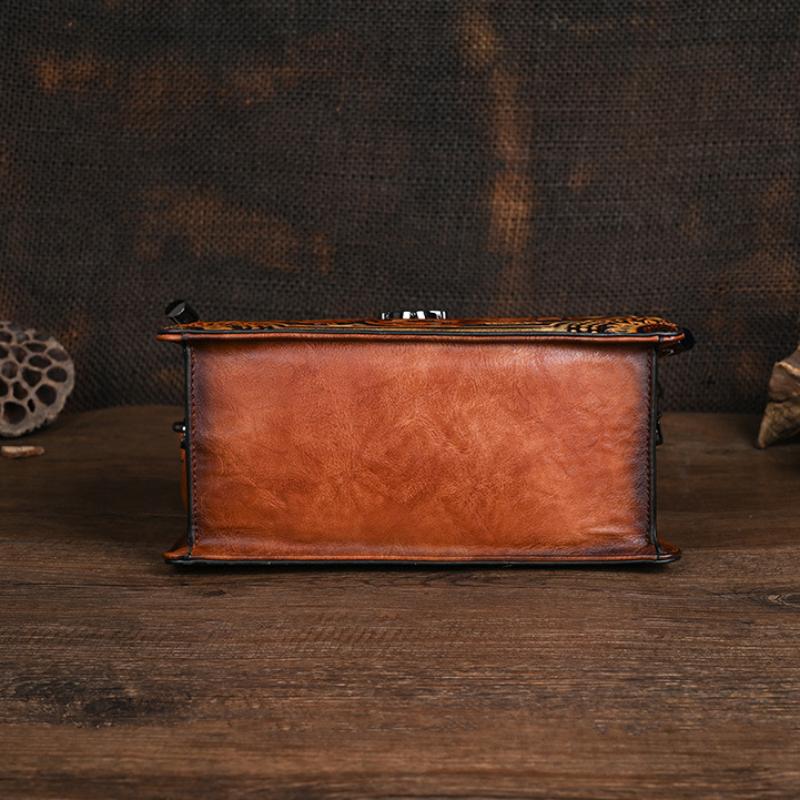 Johnature Vintage Luxury Handbag Handmade Leather Carved Women Bag Versatile Female Shoulder & Crossbody Bags