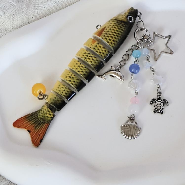 Trendy Swimbait Keychain Unisex Artificial Fish Accessory Fishing Theme Decoration Lightweight Waterproof Accessories