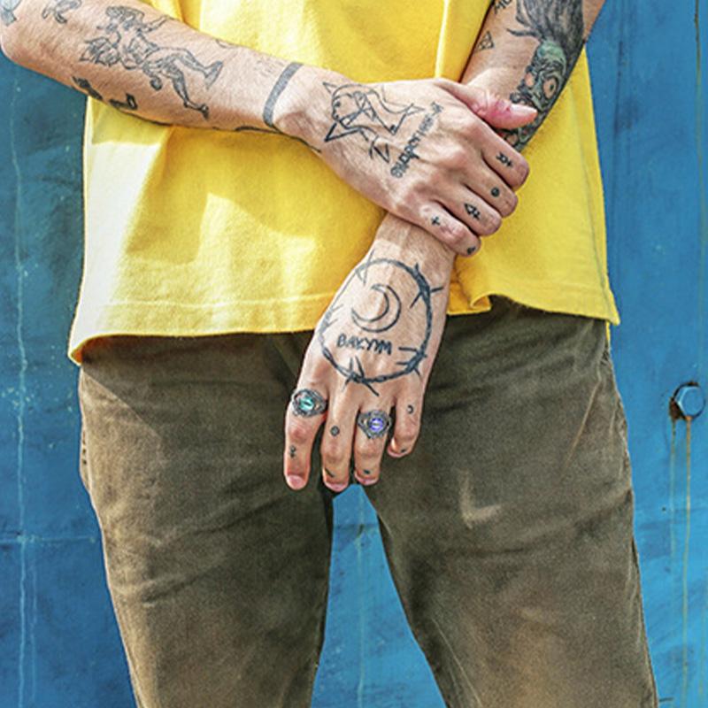 Retro dutý prsten se zlým okem v barvách pro muže ženy Punk Gotický Rock Hiphop Otevřený prsten Motorkářské doplňky Ručně vyrobený Unisex Dárek