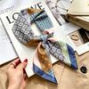 Commuter elegant flower silk scarf women's contrasting color retro printing satin scarf shirt with multi-purpose decorative small scarf