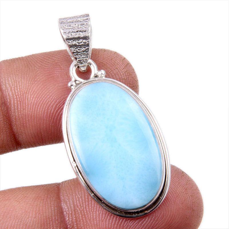 

Natural Republic Larimar Gemstone 925 Solid Sterling Silver Pendant 1.5 f0Z22