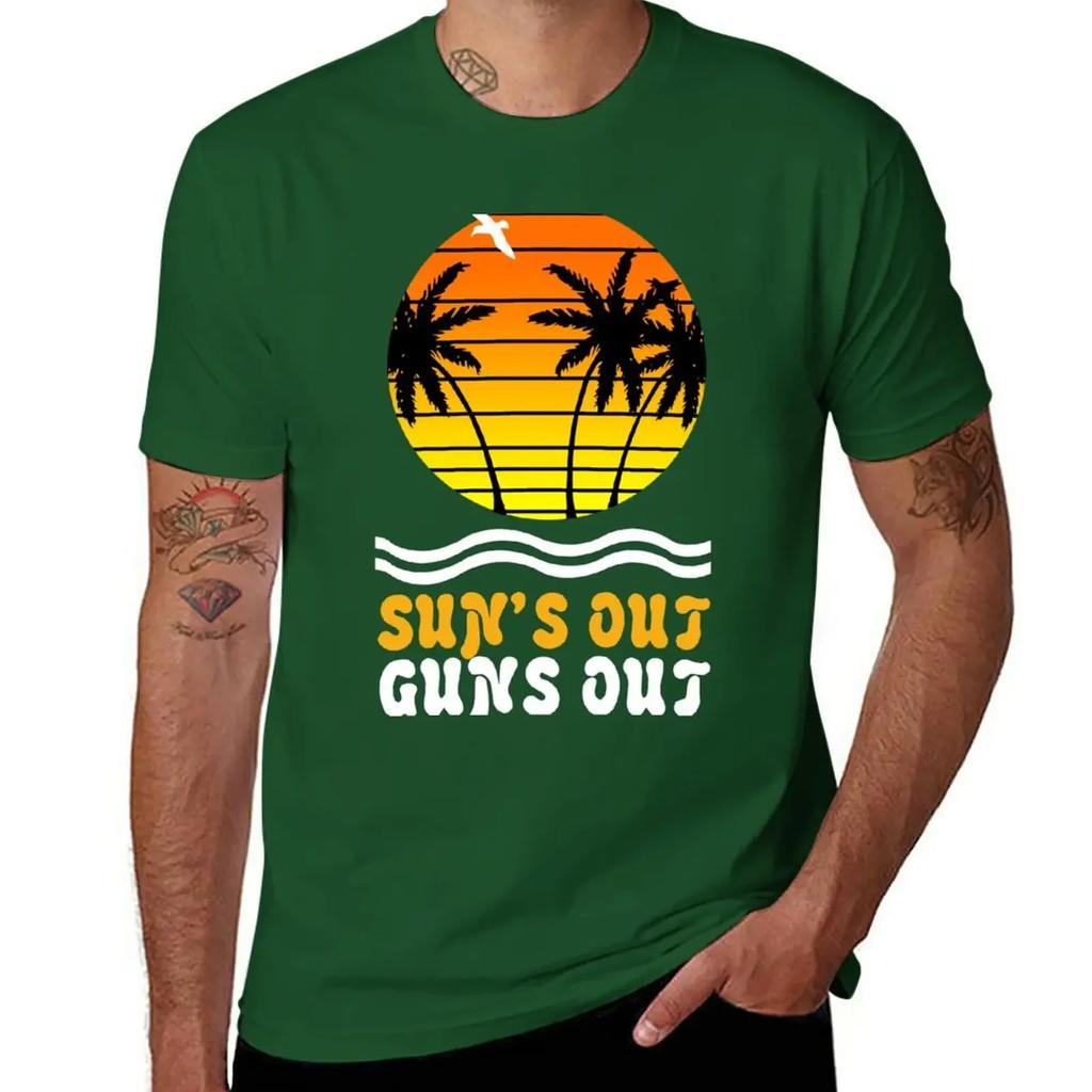 Suns out guns out suns geek funny nerd T-Shirt blacks quick-drying graphics Men's clothing
