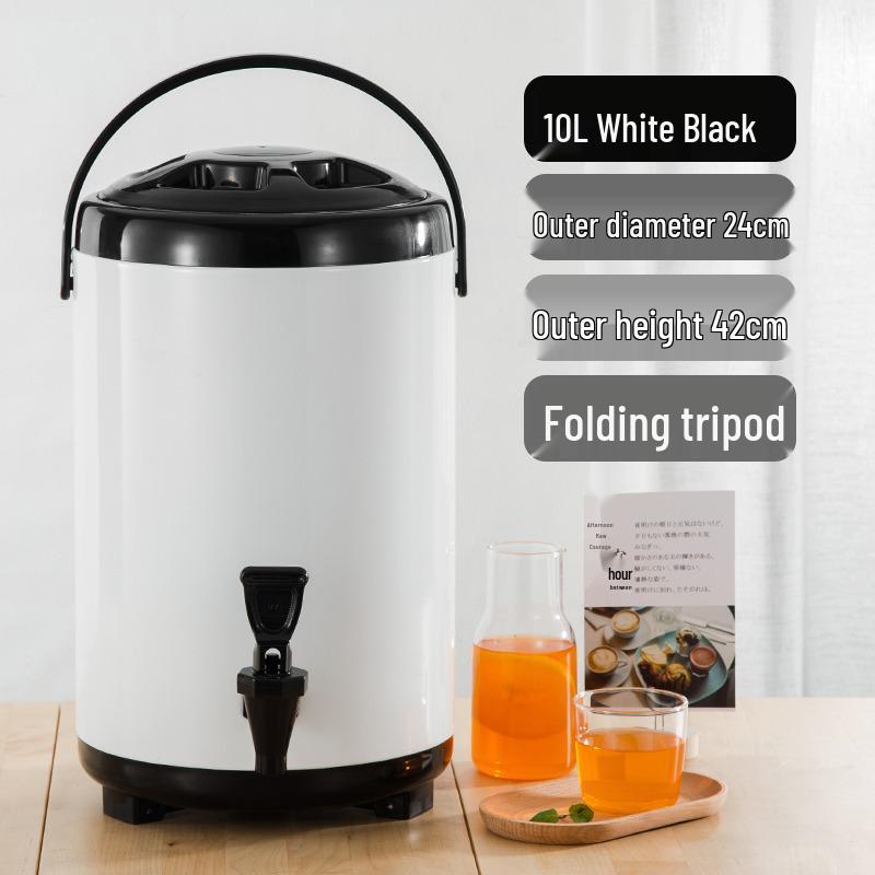 Commercial Stainless Steel Insulated Double-Layer Bucket for Milk Tea & Soy Milk, Large Capacity 