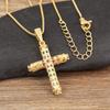Nidin New Arrival Retro Column Shape Cross Pendant Necklace For Female Male Irregular Geometric Shine Zircon Jewelry Accessories