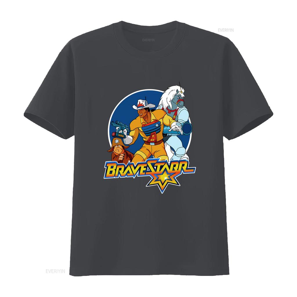 Vintage BraveStarr Cartoon Print Mens T Shirt S 5XL Long or s Retro Western Sci Fi Design vintage Washed Slightly graphic