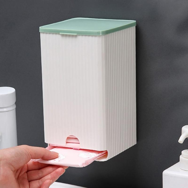 Wall-Mounted Sanitary Napkin Storage Box Dust-Proof Tissue Paper And Cotton Swab Storage Box Bathroom Organizer Accessories