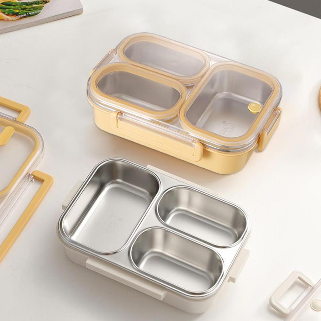 Clunch Containers Stainless Steel Dinner Box 3-Compartment Portable Lunch Case for Kids for Meal Prep Work Travel Picnic Daycare