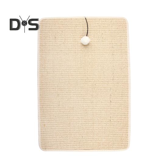 Cat Scratcher Mat Natural Sisal Scratching Mat with Plush Ball Furniture Protector Anti-Slip Walls Floors Cat Scratcher Pad Rug