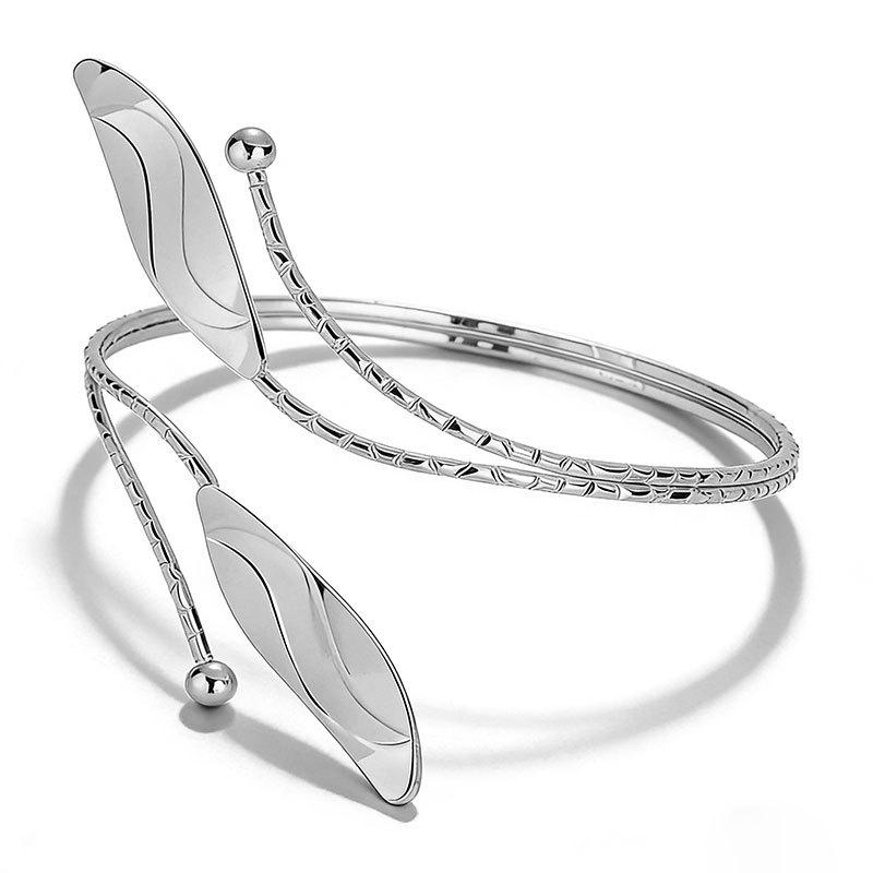 

Exaggerated Metal Leaf Arm Cuff Punk Street Fashion Women Hand Jewelry Unique Niche Accessory срібний