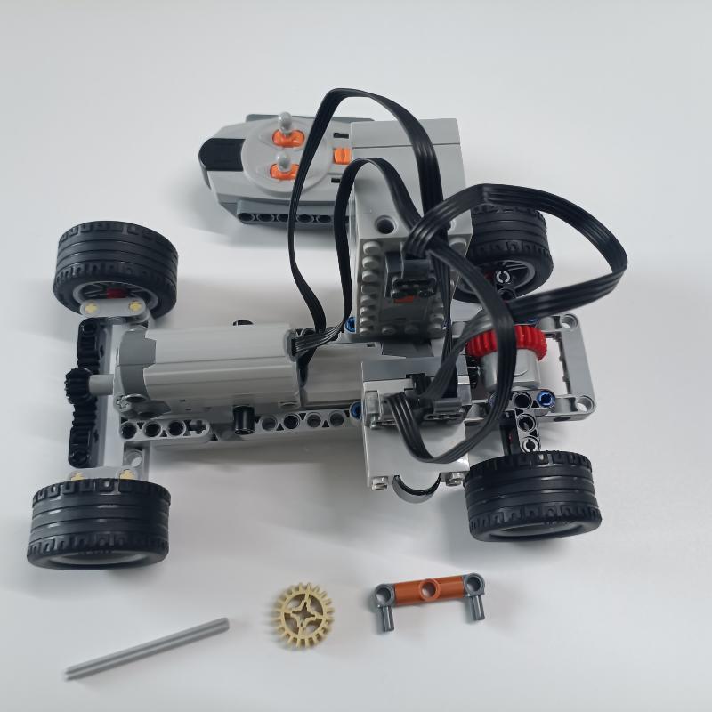 assembly building block toy car chassis assembled and modified with rear-wheel drive steering differential components