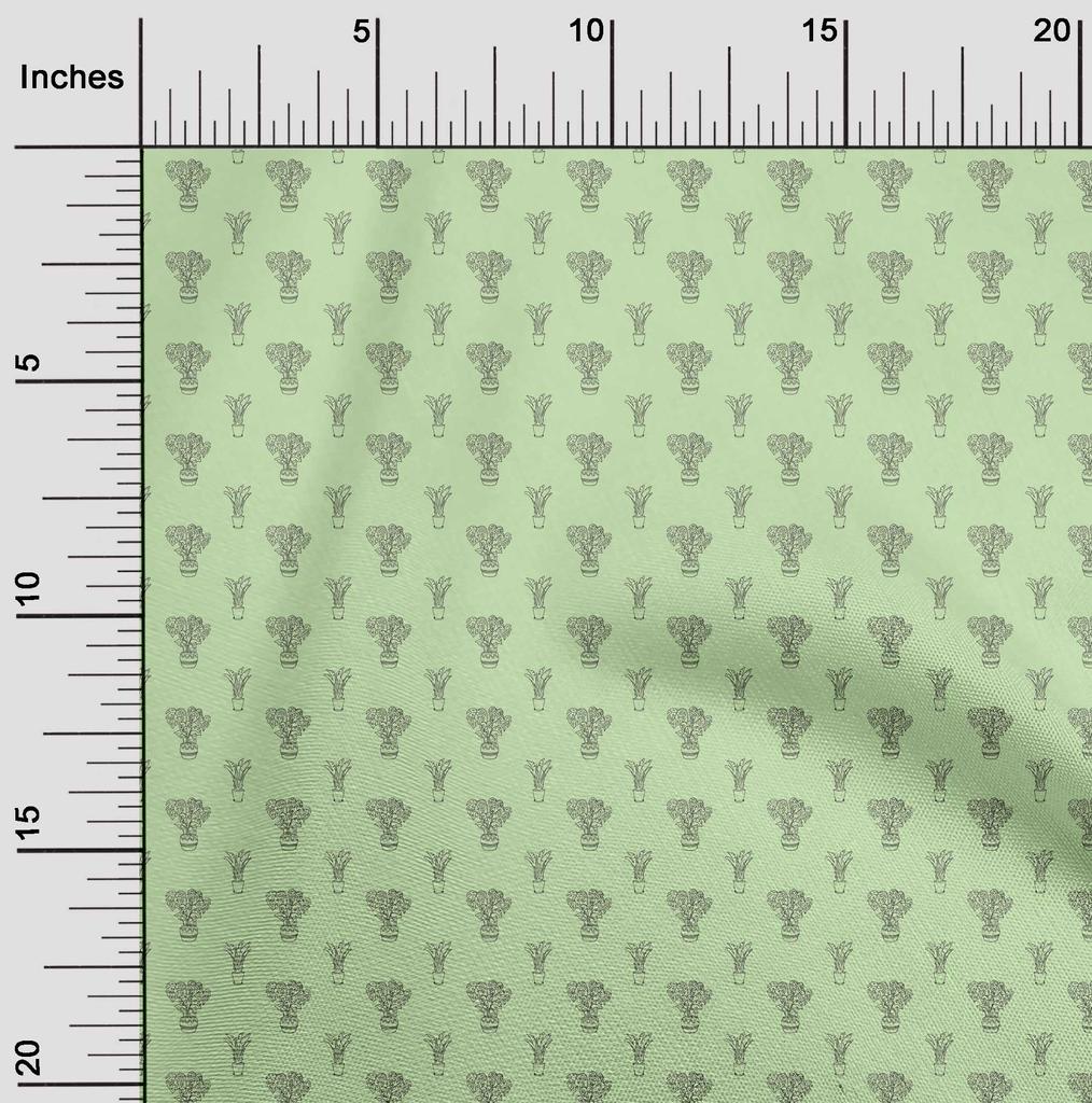 oneOone Cotton Flex Light Green Fabric House Plants Diy Clothing Quilting Fabric Print Fabric By Yard 40 Inch