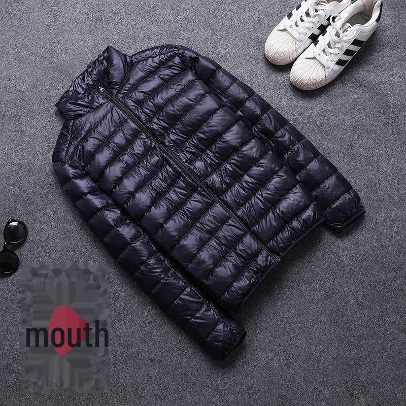 Jachetă de bumbac cu puf și glugă pentru bărbați - Palton popular ușor și subțire de iarnă, stil scurt, guler înalt, mărimi mari.