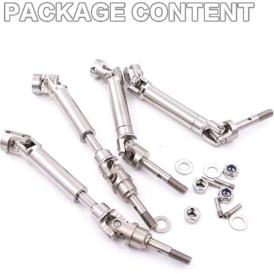 4PCS Front and Rear CVD Drive Shafts U-Joint Stainless Steel RC Driveshaft for 1/10 Traxxas Slash/Stampede/Hoss/Rustler VXL 4X4 4WD RC Car Upgrade