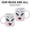 1pc 11oz White Ceramic Mug, Double-Sided Printed Style, Smooth Rim, Comfortable Handle, Perfect Daily Drinking Gift for Friends Coworkers