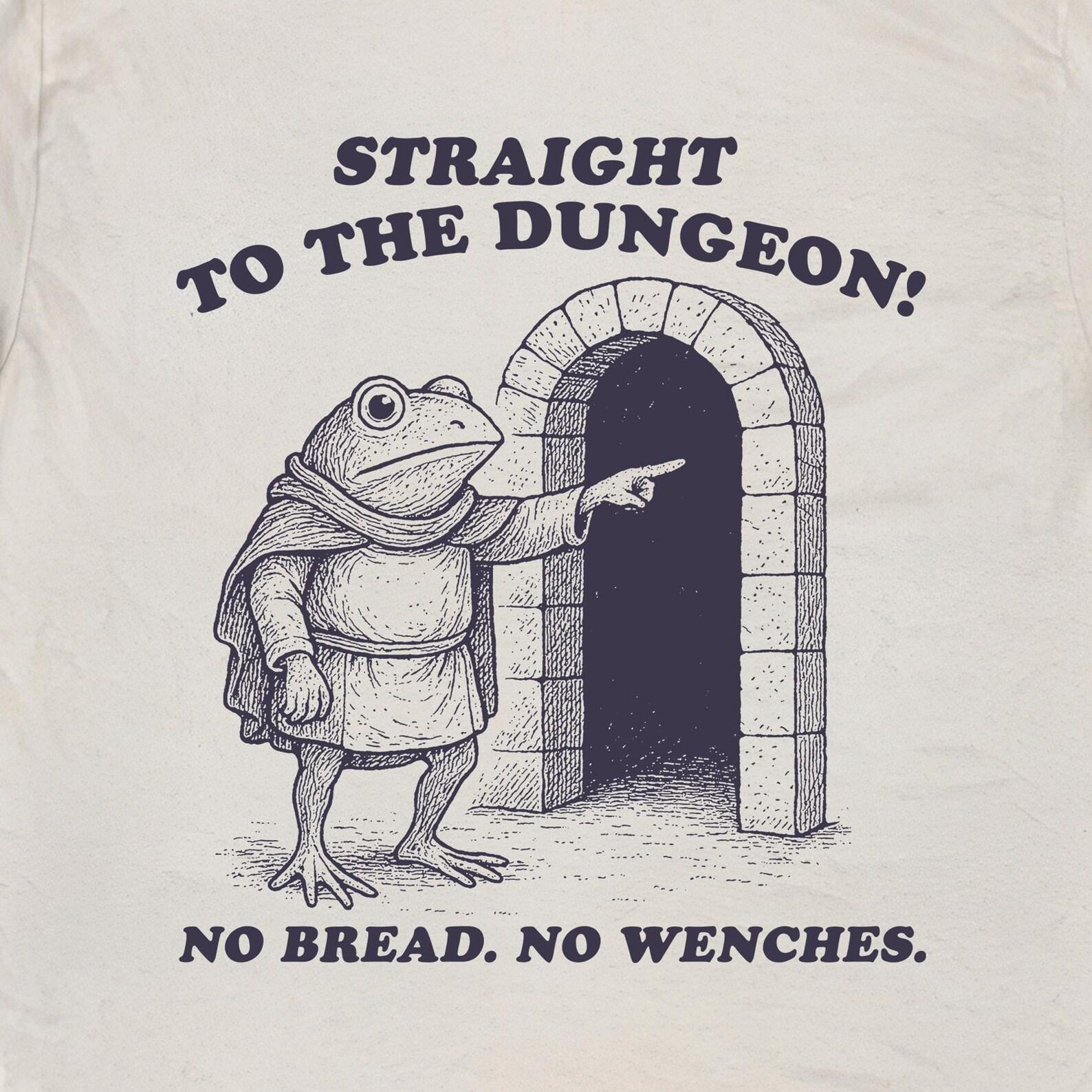 Straight to the Dungeon, Weird Frog Meme T-Shirt, Funny Cottagecore Frog Shirt , Whimsical Nature Aesthetic Top, Weirdcore T-Shirt S