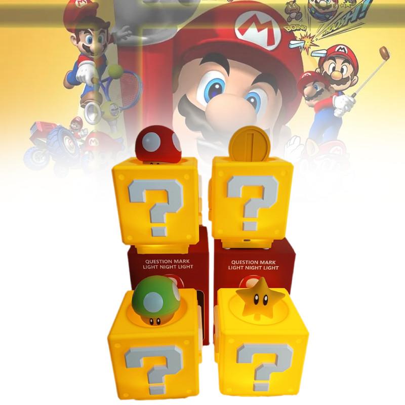 Mario Bros Super Night Lamp Question Mark Star Mushroom Bedroom Rechargeable