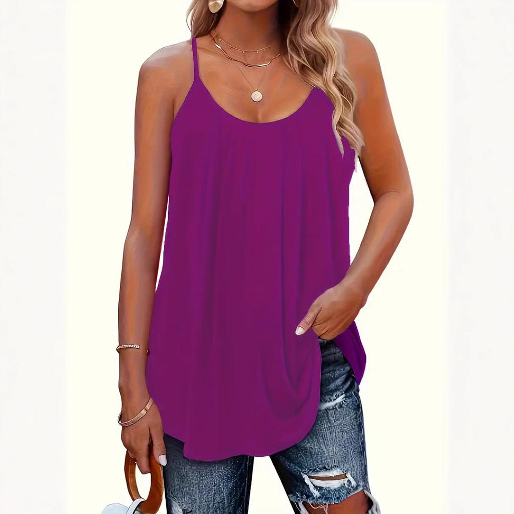 Women's Summer Vest Pleated Thin Shoulder Strap Loose Casual Vest
