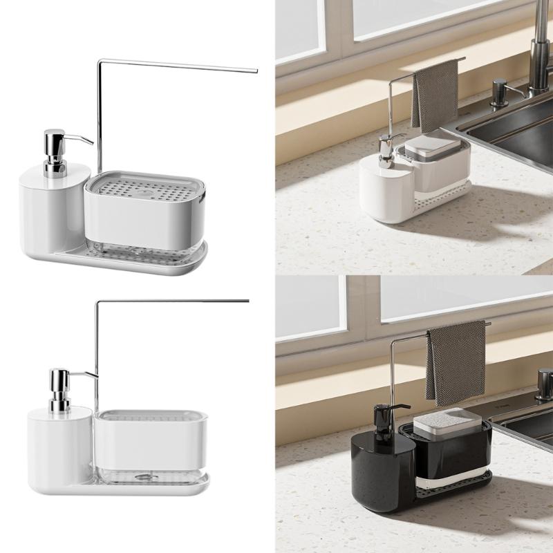 2 in 1 Soap Dispenser and Sponges Holder Practical Dish Soap Dispenser Soaps Pump Dispenser for Kitchen Bathroom
