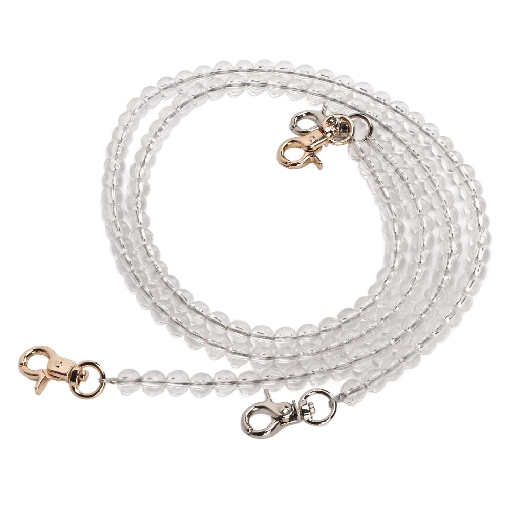 2pcs Transparent Bag Strap Metal Chain Purse Strap Bead Assortments Purse Chain Handbag Accessories