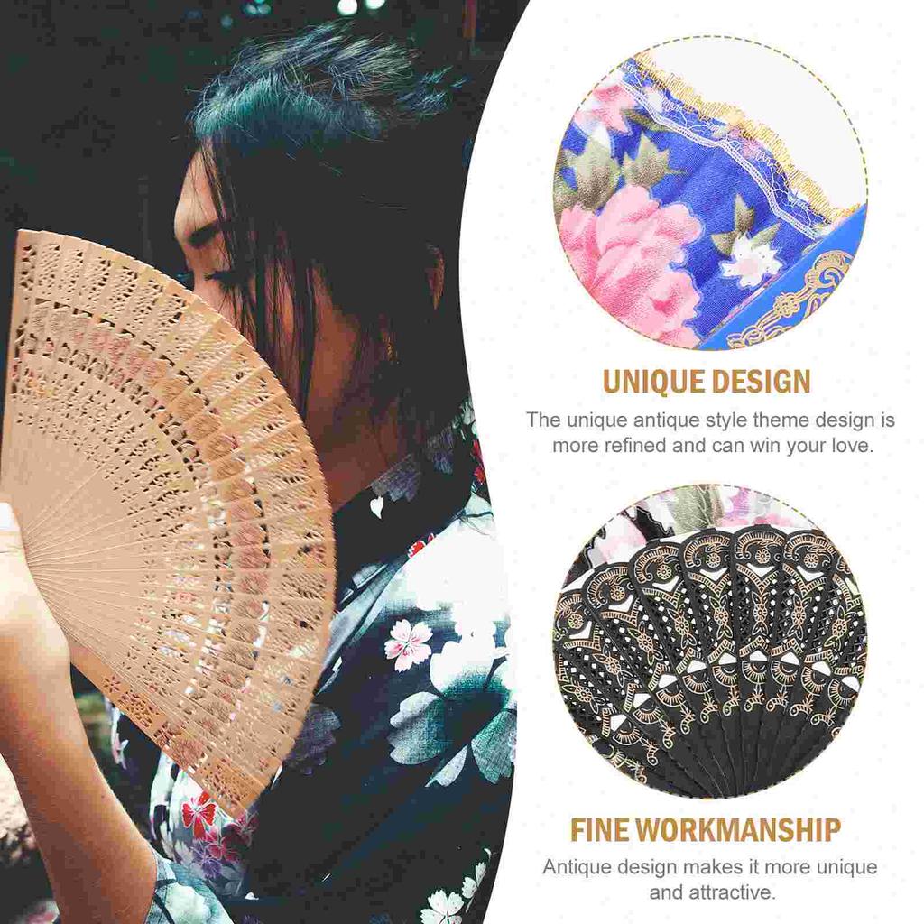 6 Stk. Dekorieren Seidenhandfächer Faltbar Doppelseitig Handgehalten Manuell für Tanzparty Vintage