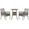 Garden Dining Set 3 pcs Grey Poly Rattan