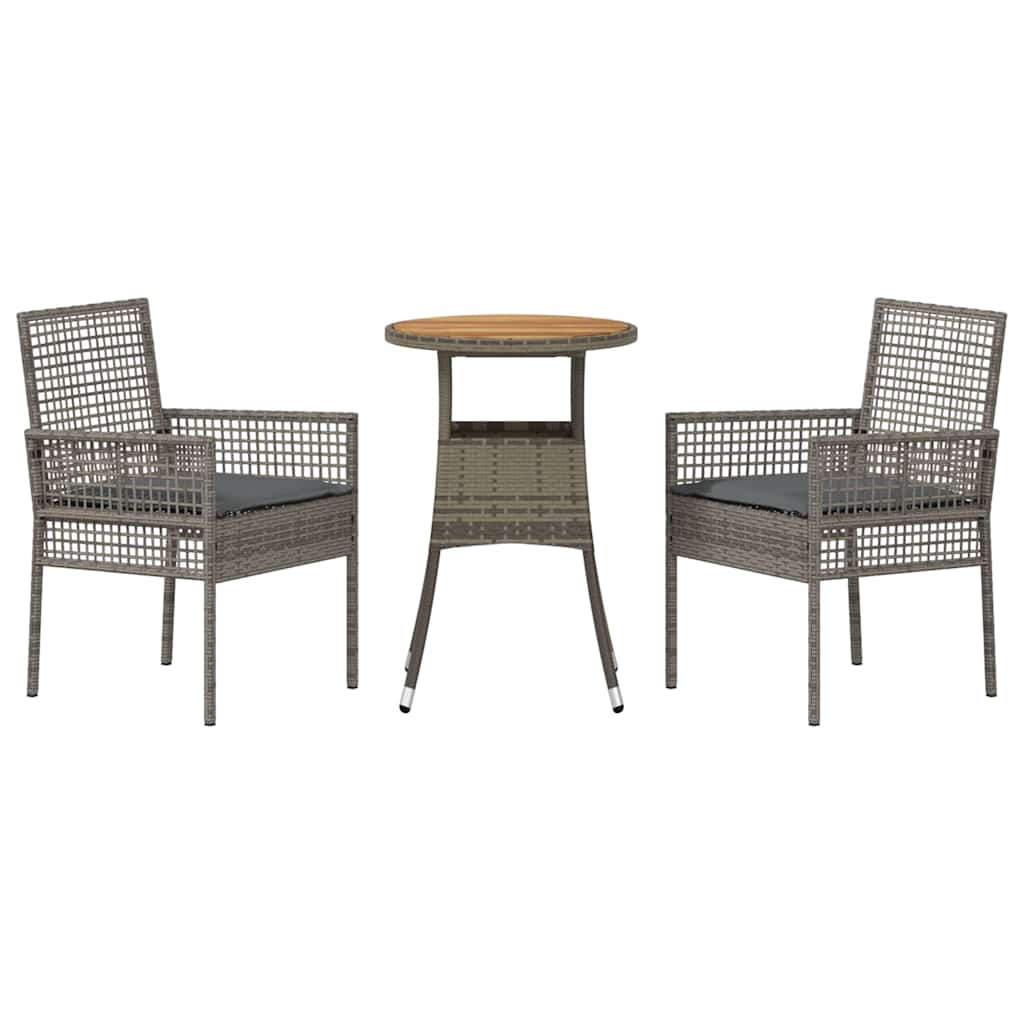 Garden Dining Set 3 pcs Grey Poly Rattan
