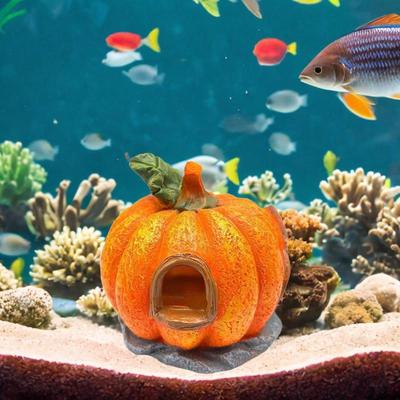 Scultura Decorativa per Acquario a Forma di Zucca, Artigianato, Ornamenti a Forma di Casa di Zucca, Nascondiglio per Pesci