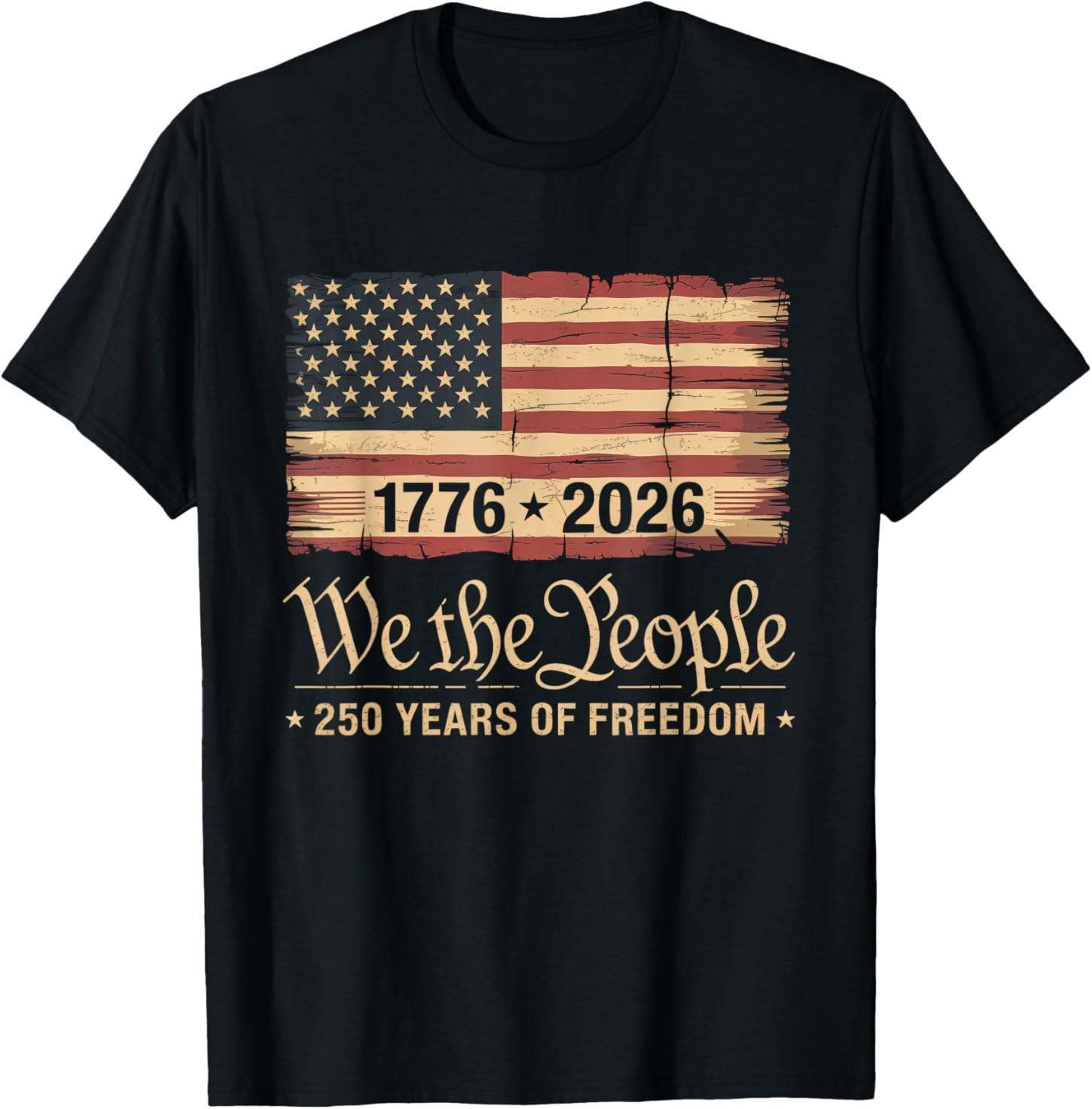 America 250th Birthday US Flag 250 Years We The People T-Shirt XL
