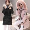 Women Winter Fur Collar Hooded Parka Fashion Letter Patch Zipper Pockets Design Long Jacket Elegant Slim Warm Thick Female Coats