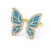 High Quality New Style INS Butterfly Enamel Dripping Oil Glazed Geometric Ring 5 Colors for Women Party Friendship Jewelry Gift