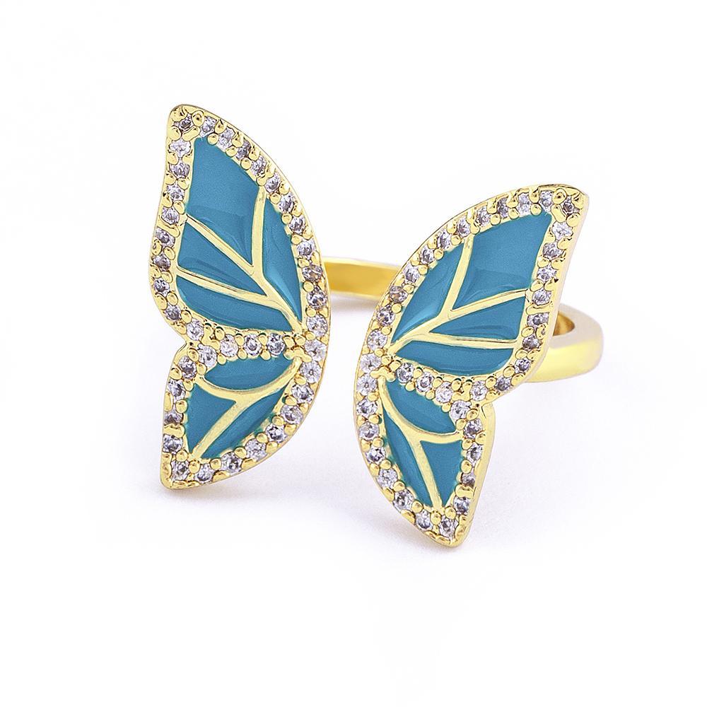 High Quality New Style INS Butterfly Enamel Dripping Oil Glazed Geometric Ring 5 Colors for Women Party Friendship Jewelry Gift