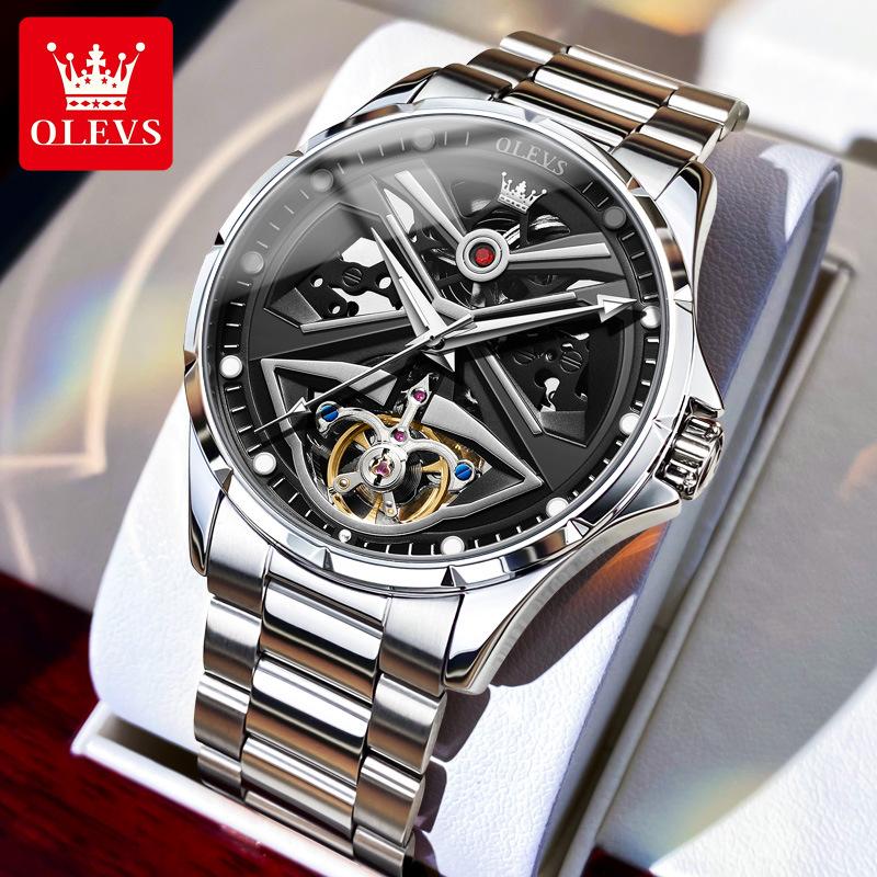 

Брендовые часы OLEVS, модные индивидуальные трендовые водонепроницаемые светящиеся механические часы, мужские часы, мужские часы
